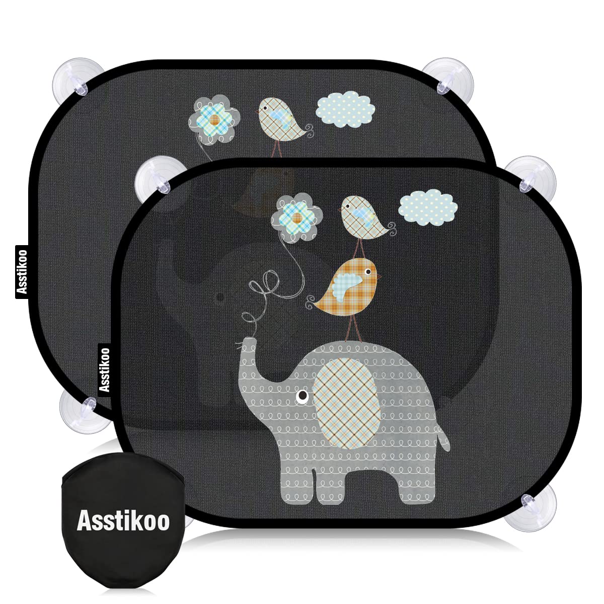 Asstikoo Auto Sonnenschutz Baby mit UV Schutz, 45x35.5cm Sonnenblende mit 8 Saugnäpfen, Autofenster Sonnenschutz für Kinder mit süßen Tier Motiven-2er Set Asstikoo Auto Sonnenschutz Baby mit UV Schutz, 45x35.5cm Sonnenblende mit 8 Saugnäpfen, Autofenster Sonnenschutz für Kinder mit süßen Tier Motiven-2er Set von Asstikoo