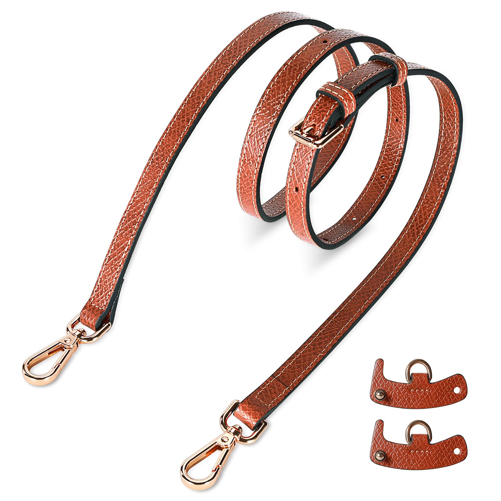 Astonatick Schultergurt für Longchamp Tasche Damen, Schulterriemen aus Leder für Minitaschen, No-Punch & Verstellbare, Umhängegurt mit 2 Stück Schultergurtadapter für Lepliage, Braun und Gold Astonatick Schultergurt für Longchamp Tasche Damen, Schulterriemen aus Leder für Minitaschen, No-Punch & Verstellbare, Umhängegurt mit 2 Stück Schultergurtadapter für Lepliage, Braun und Gold von Astonatick