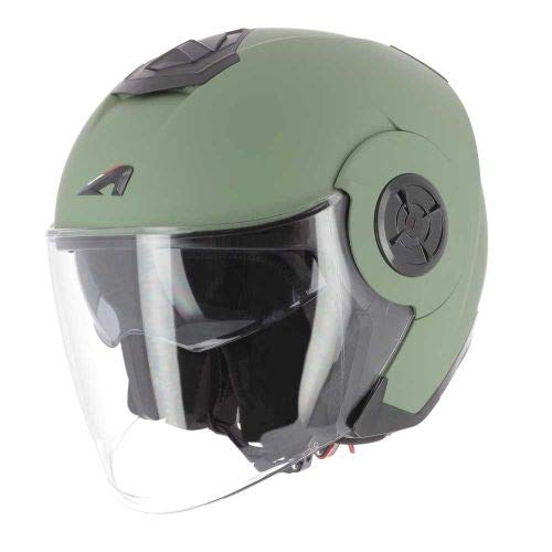 Astone Helmets - Aviator Monocolor- Casque Jet - Casque de Moto Homme - Casque Jet homologué - Casque Jet en Fibre de verre - matt Army M von ASTONE HELMETS