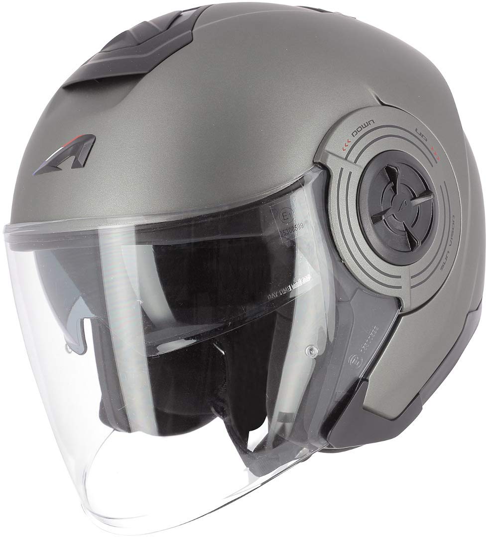 Astone Helmets - Aviator Monocolor - Casque Jet - Casque de Moto Homme - Casque Jet homologué - Casque Jet en Fibre de verre - matt Gun Metal L von Astone Helmets