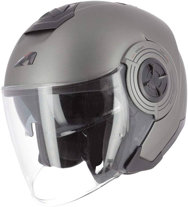 Astone Helmets - Aviator Monocolor - Casque Jet - Casque de Moto Homme - Casque Jet homologué - Casque Jet en Fibre de verre - matt Gun Metal XS von Astone Helmets