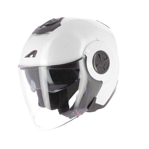 Astone Helmets - Aviator Monocolor- Casque Jet - Casque de Moto Homme - Casque Jet homologué - Casque Jet en Fibre de verre - Pearl White L von ASTONE HELMETS