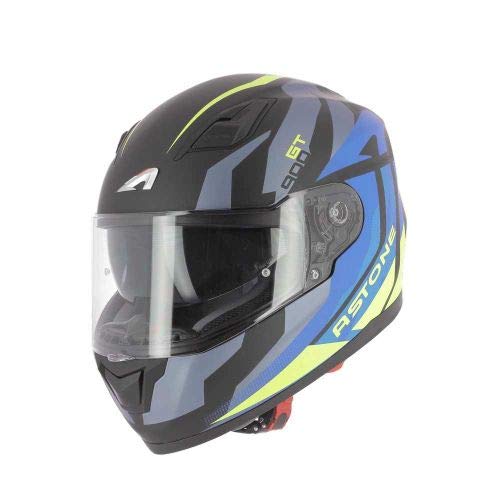 Astone Helmets - Casque de Moto GT900 Alpha - Casque intégral Large Vision - Casque de Moto intégral homologué - Casque de Moto Mixte en Polycarbonate - Blue Yellow XL von ASTONE HELMETS