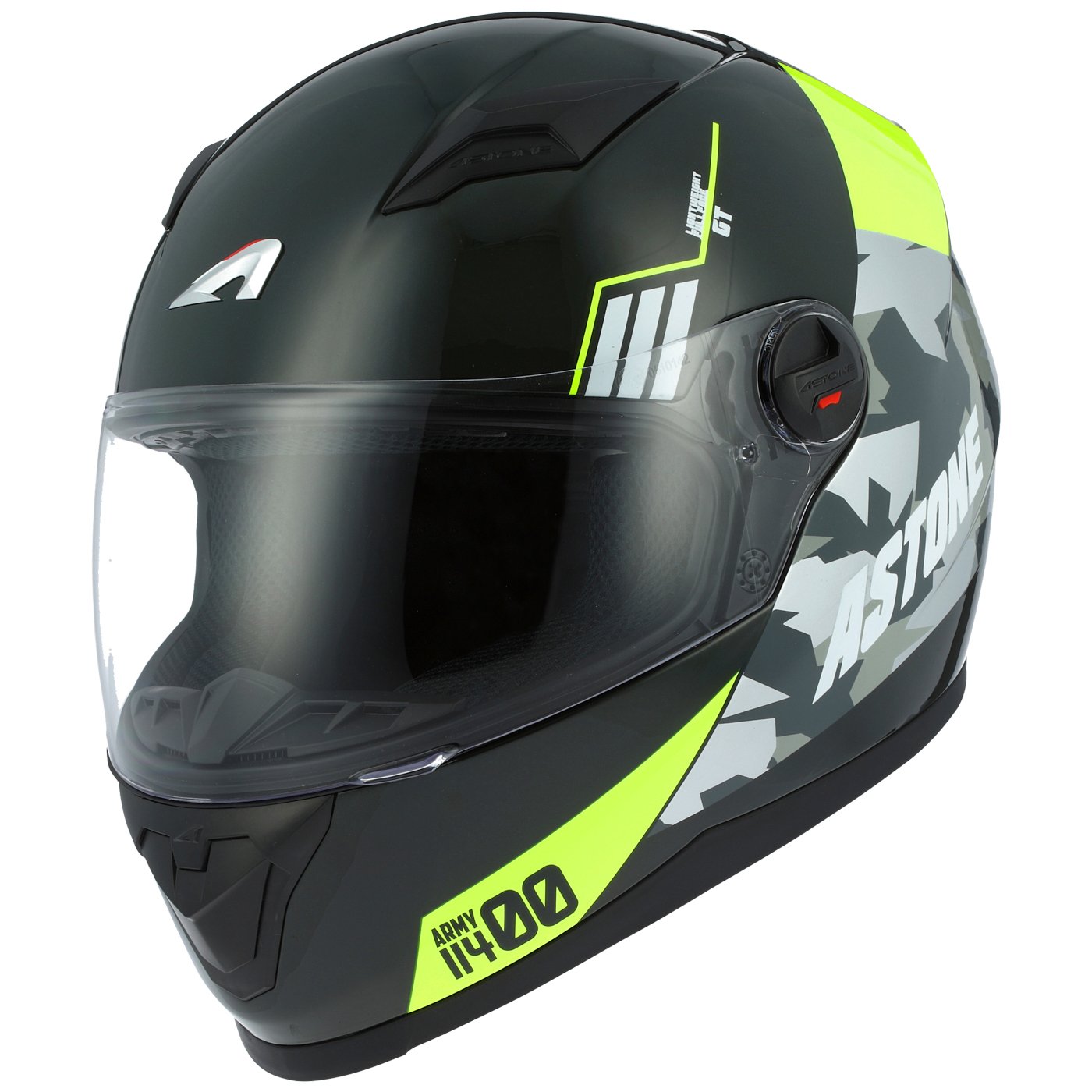 Astone Helmets - Casque intégral GT2 Army - Casque de moto idéal en milieu urbain - Casque intégral en polycarbonate - Black/yellow M von Astone Helmets