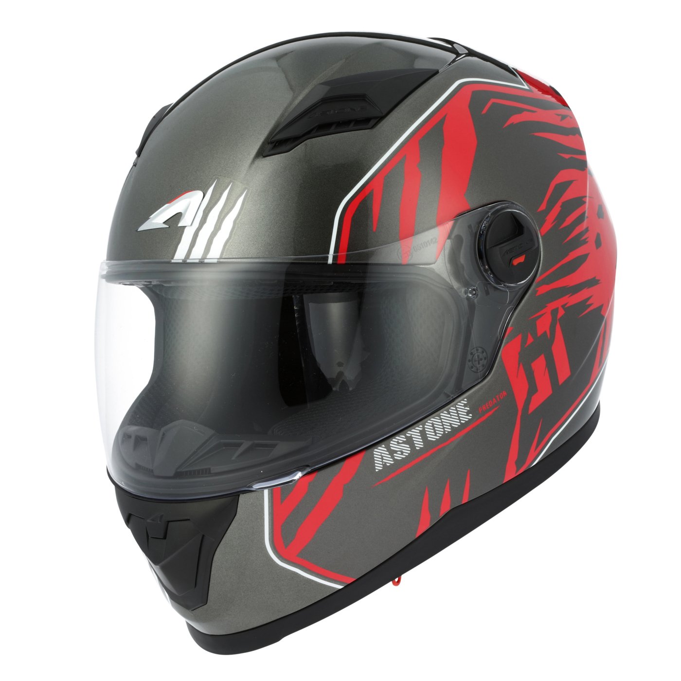 Astone Helmets - Casque intégral GT2 Graphic Predator - Casque idéal milieu urbain - Casque intégral en polycarbonate - Black/red M von Astone Helmets