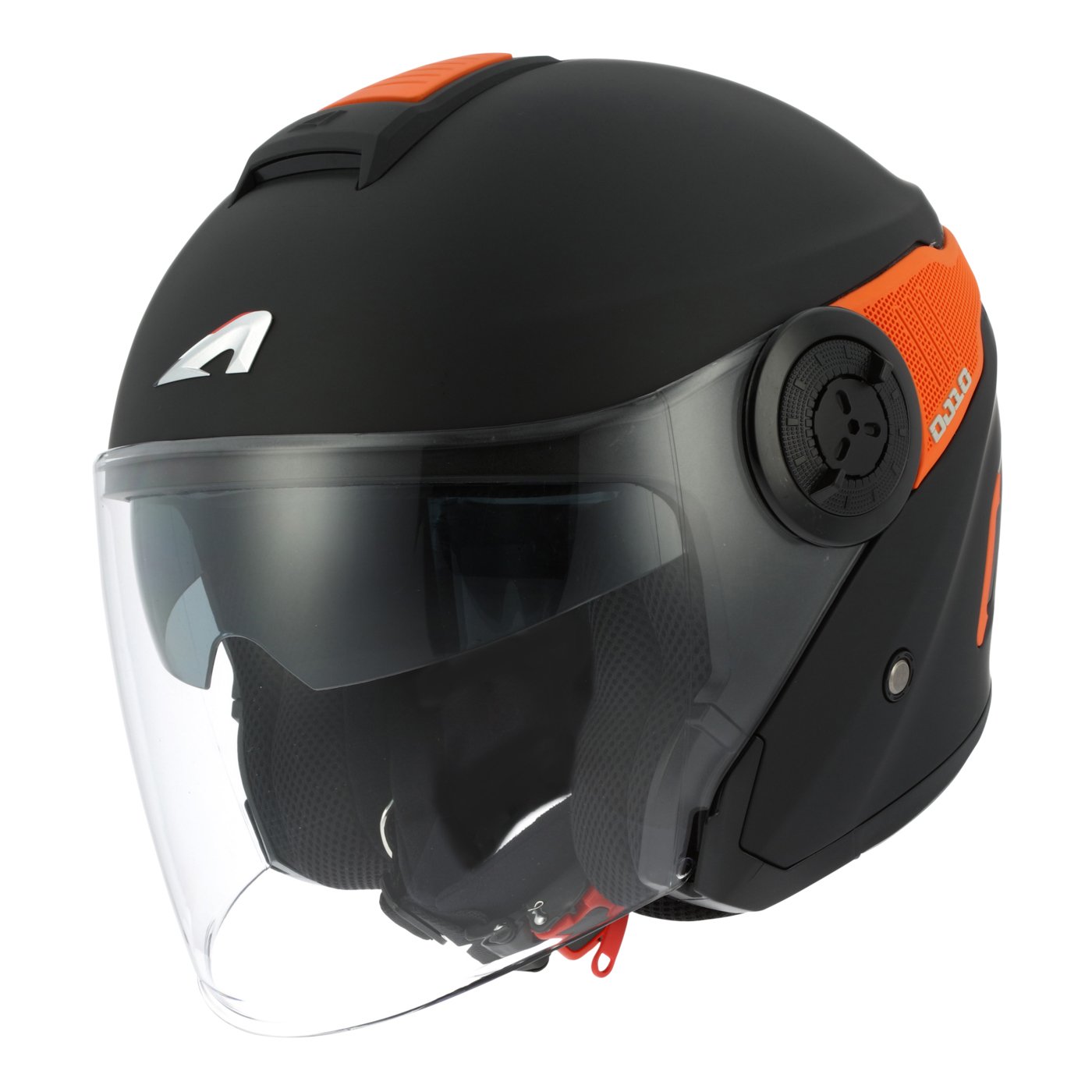 Astone Helmets - Casque jet DJ10-2 monocolor - Casque jet à écran long - Casque jet moderne en polycarbonate - matt black/orange L von Astone Helmets