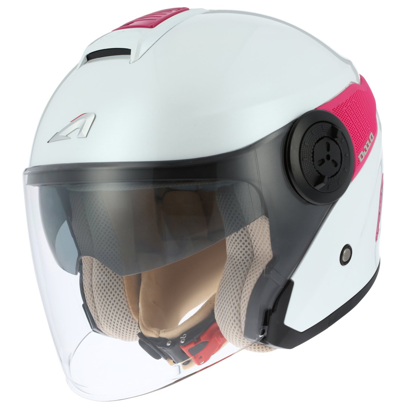 Astone Helmets - Casque jet DJ10-2 monocolor- Casque jet à écran long - Casque jet moderne en polycarbonate - white/pink XS von Astone Helmets