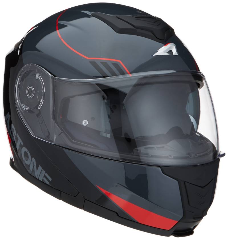 Astone Helmets - RT1200 Graphic UPLINE - Casque de moto modulable - Casque de moto polyvalent - Casque de moto homologué - Coque en polycarbonate red/grey S von Astone Helmets
