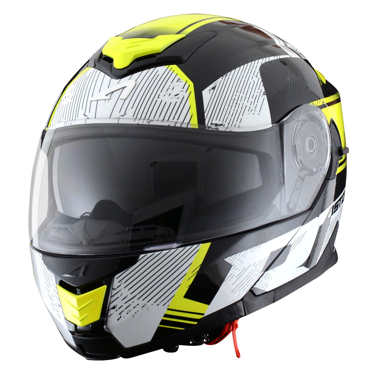 Astone Helmets - RT1200 Graphic VIP- Casque de moto modulable - Casque de moto polyvalent - Casque de moto homologué - Coque en polycarbonate - black/white/yellow fluo M von Astone Helmets