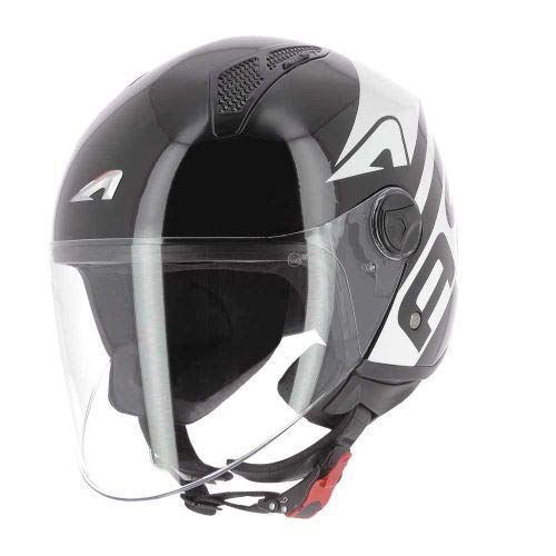 Astone Helmets - MINIJET Graphic LINK - Casque Jet - Casque Jet Urbain - Casque Moto et Scooter compact - Coque en Polycarbonate - Black White L von ASTONE HELMETS