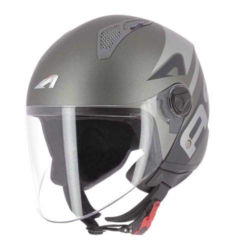 Astone Helmets - MINIJET Graphic LINK- Casque Jet - Casque Jet Urbain - Casque Moto et Scooter compact - Coque en Polycarbonate - Grey XL von Astone Helmets