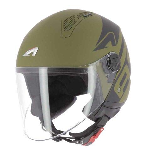 Astone Helmets - MINIJET Graphic LINK - Casque Jet - Casque Jet Urbain - Casque Moto et Scooter compact - Coque en Polycarbonate - Khaki M von ASTONE HELMETS