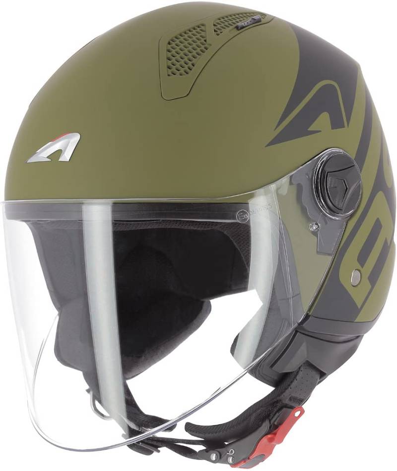 Astone Helmets - MINIJET Graphic LINK - Casque Jet - Casque Jet Urbain - Casque Moto et Scooter compact - Coque en Polycarbonate - Khaki XS von Astone Helmets