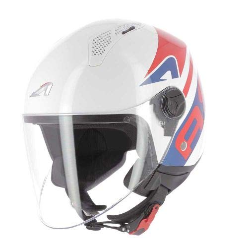 Astone Helmets - MINIJET Graphic LINK - Casque Jet - Casque Jet Urbain - Casque Moto et Scooter compact - Coque en Polycarbonate - Navy red L von ASTONE HELMETS