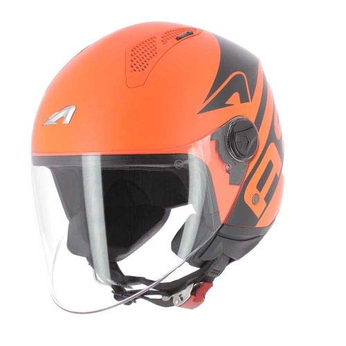 Astone Helmets - MINIJET Graphic LINK - Casque Jet - Casque Jet Urbain - Casque Moto et Scooter compact - Coque en Polycarbonate - neon orange XS von ASTONE HELMETS