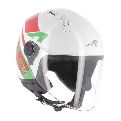 Astone Helmets - MINIJET Graphic LINK - Casque Jet - Casque Jet Urbain - Casque Moto et Scooter compact - Coque en Polycarbonate - red Green L von ASTONE HELMETS