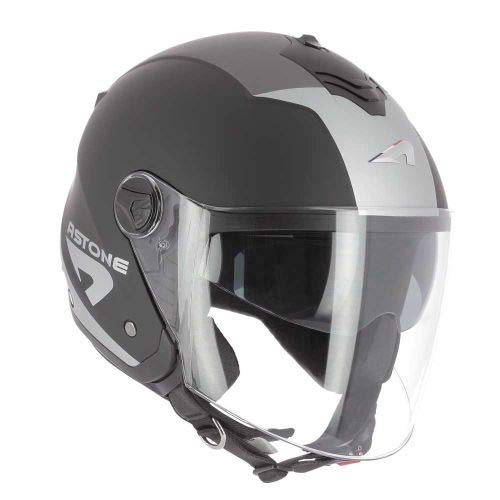 Astone Helmets - MINIJET S Graphic Wipe - Casque Jet - Casque Jet Usage Urbain - Casque compact - Coque en Polycarbonate - matt Black XL von Astone Helmets