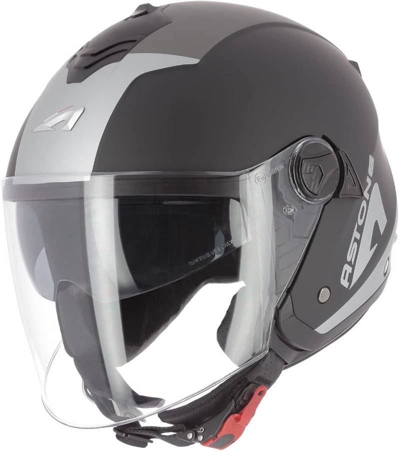 Astone Helmets - MINIJET S Graphic Wipe - Casque Jet - Casque Jet Usage Urbain - Casque compact - Coque en Polycarbonate - matt Black XS von Astone Helmets