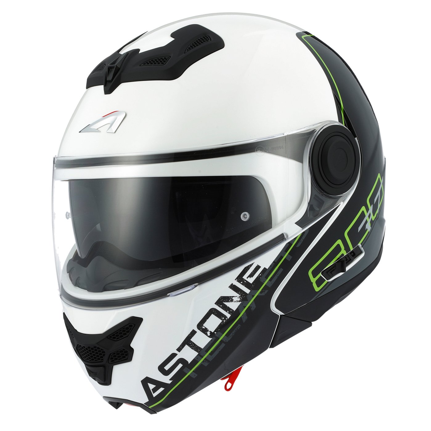 Astone Helmets - RT800 graphic exclusive LINETEK - Casque de moto modulable - Casque de moto 2 en 1 - Casque polyvalent route et ville - Casque en polycarbonate - green/white XS von Astone Helmets