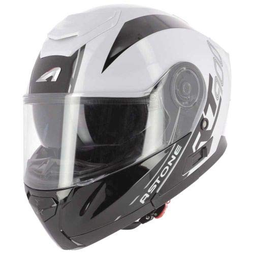 Astone Helmets - RT900 Graphic - Klapphelm - Motorradhelm - Klapphelm - Motorradhelm aus Polycarbonat White Black Stripe XS von Astone Helmets