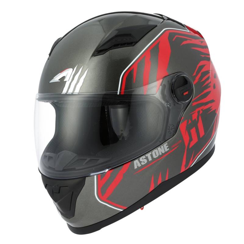 Astone Helmets - Casque intégral GT2 Graphic Predator - Casque idéal milieu urbain - Casque intégral en polycarbonate - Black/red XS von Astone Helmets