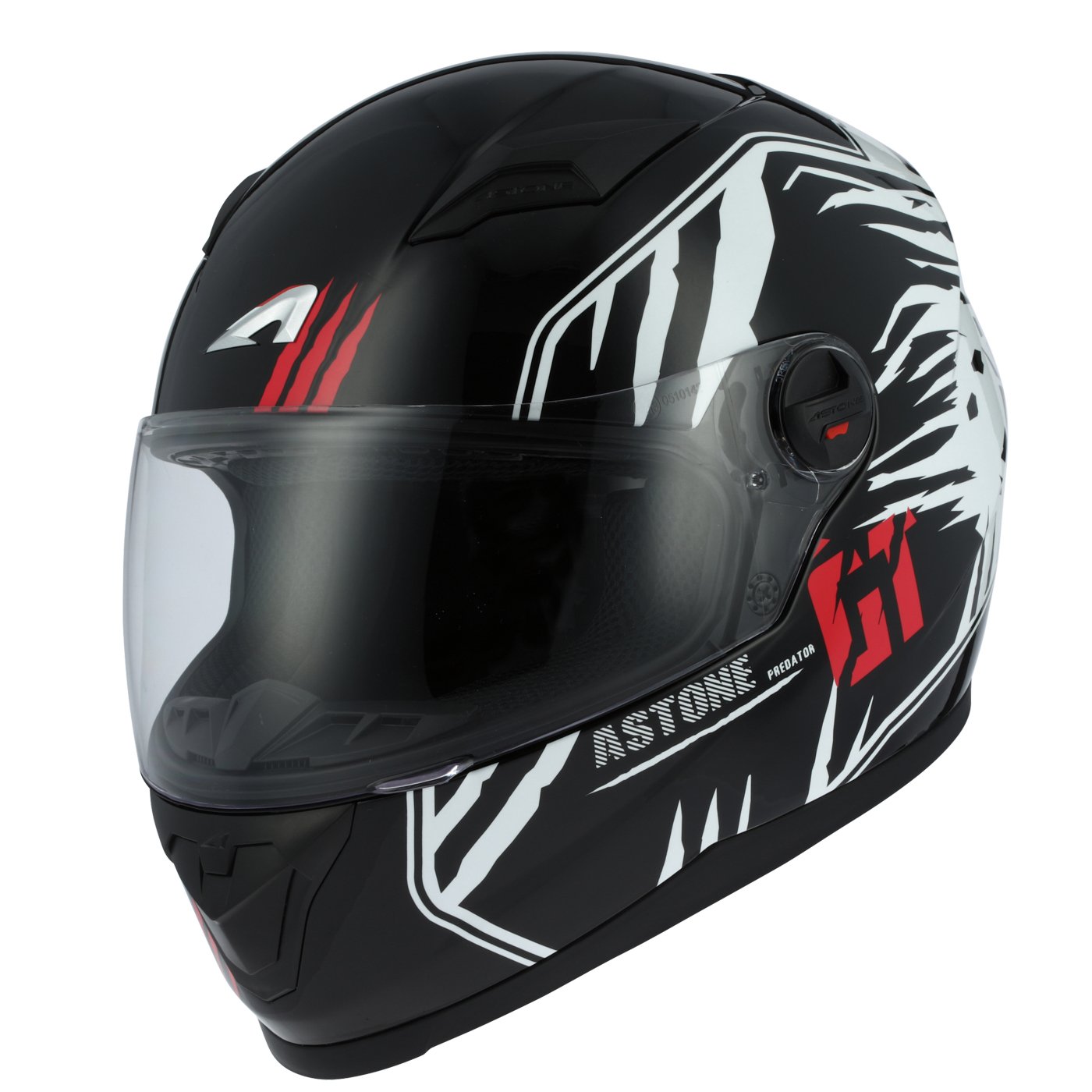 Astone Helmets - Casque intégral GT2 Graphic Predator - Casque idéal milieu urbain - Casque intégral en polycarbonate - Black/white M von Astone Helmets
