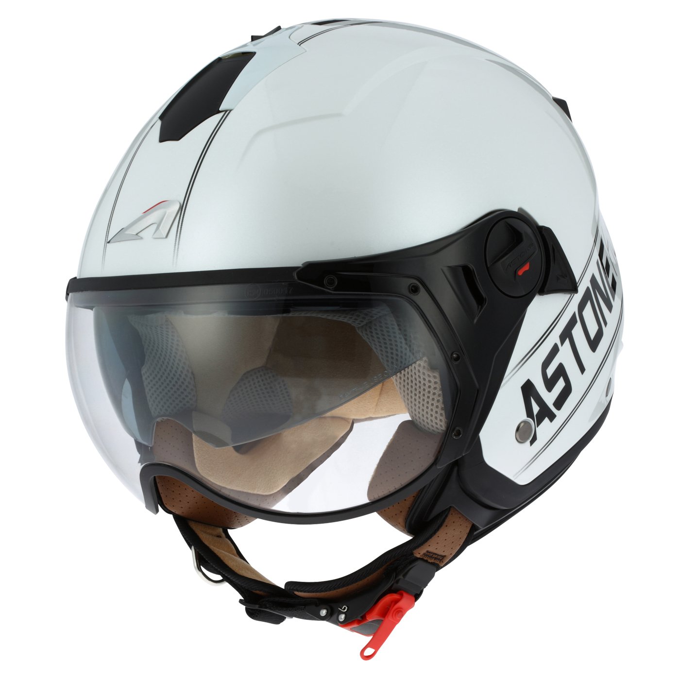 Astone Helmets minisportg-wbl Helm Motorrad-Sport Maxijet-Cooper, weiß/schwarz, Größe L von Astone Helmets