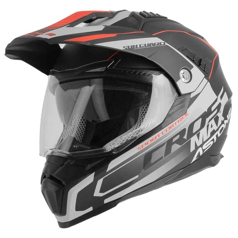 Astone Crossmax Road Helm schwarz matt grau rot Größe XL von Astone