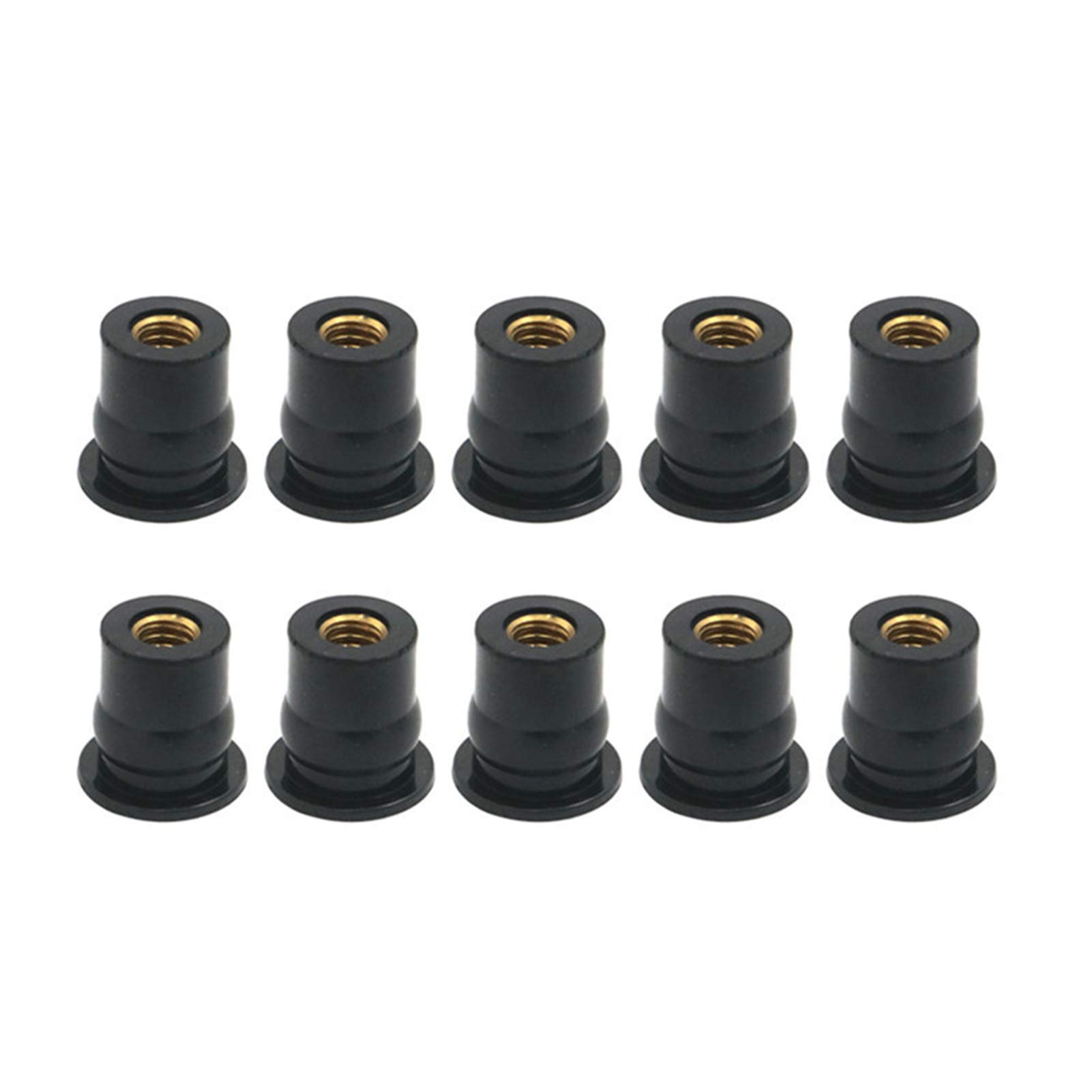 10Stk Gummistopfen Windschutzscheiben Gummimuttern Reparatur-Set, M5/M6 Gummimutter Windschutzscheiben-Wellenmutter Nuss für Windschutzscheiben,Schwarz von Asudaro