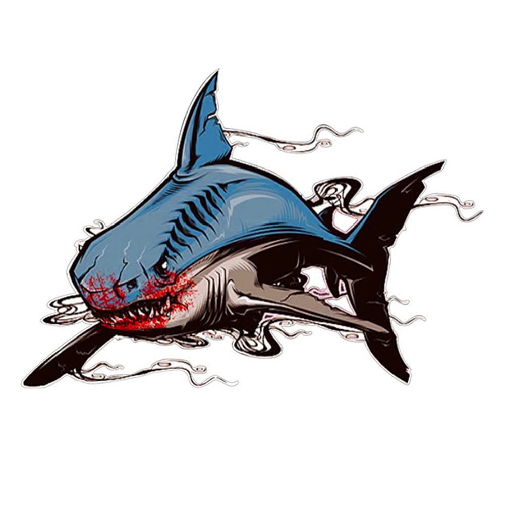 Asudaro Horrible Shark Auto Dekorativer Aufkleber Reflektierender Autoseitentür Karosserie Motorhaube Stoßstange Abdeckung Vinyl Aufkleber DIY Styling Autoaufkleber,25 * 17 cm Rechts,25 * 17cm von Asudaro