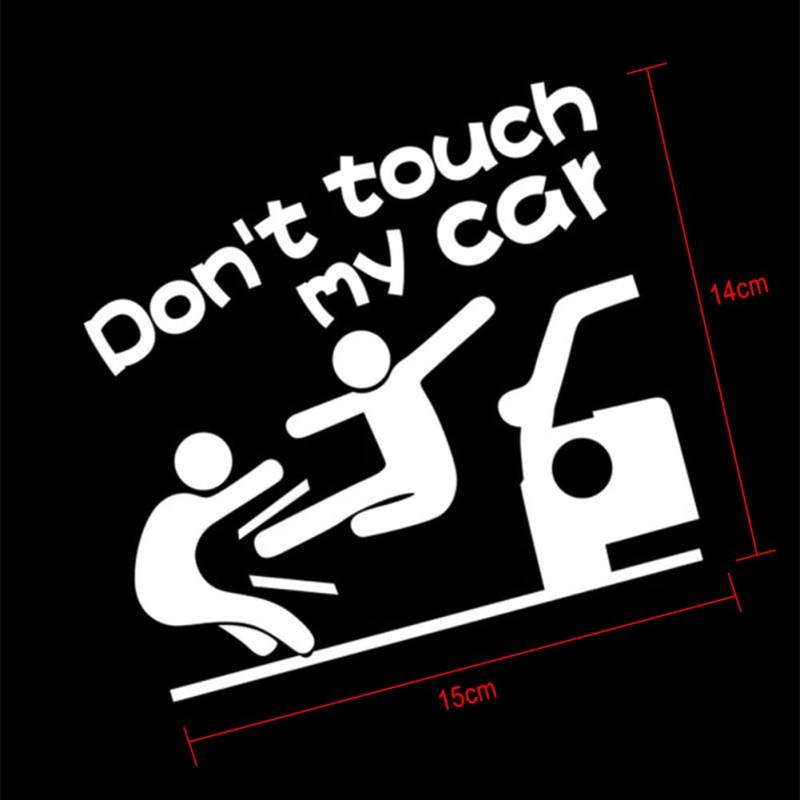 Asudaro Kreativer Persönlichkeit Auto-Aufkleber Wasserdicht Selbstklebender Cartoon-Autoaufkleber Don’T Touch My Car Decal Auto Lustige Warnaufkleber für Auto-LKW-Fensterdekoration 15 x14cm,Weiß von Asudaro