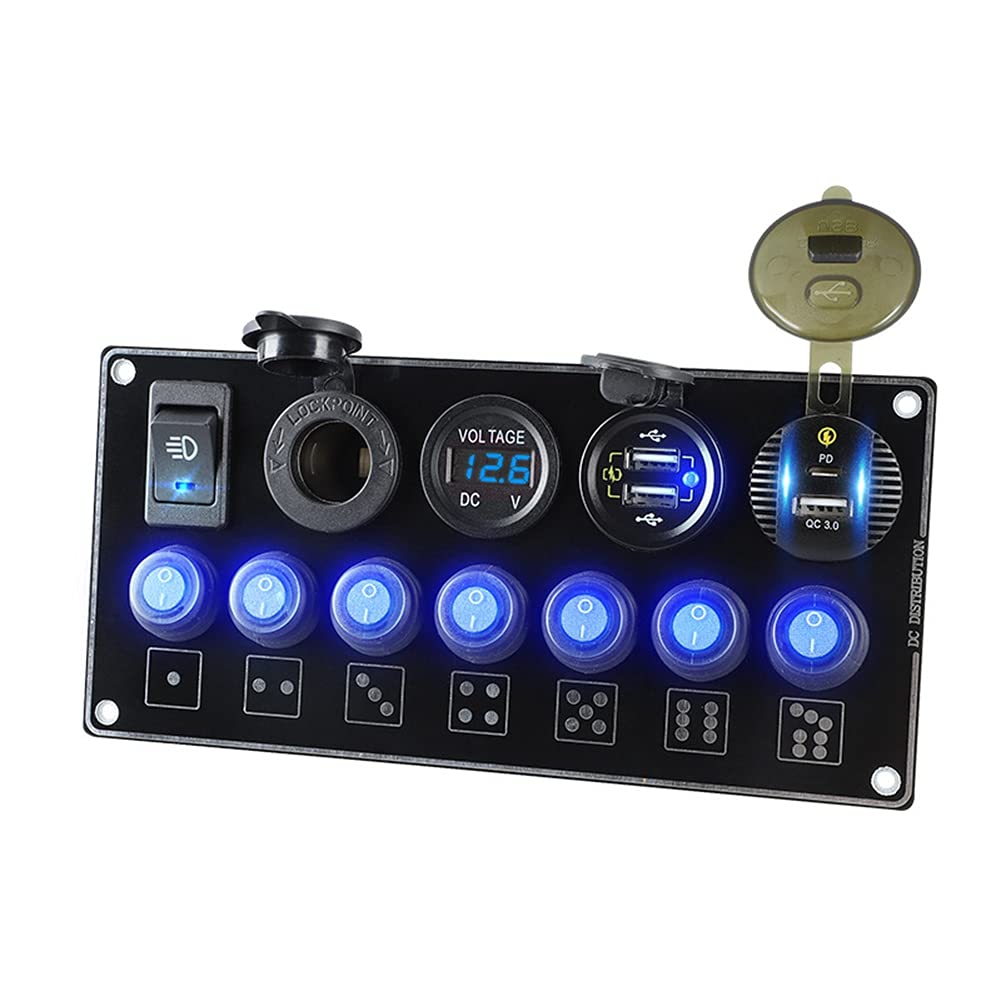 Asudaro LED Voltmeter Schalter Panel 6 Gang Schalter Panel Wasserdichte Dual USB Ladegerät Kippschalter PD+QC3.0 12V-24V Kfz-Ladebuchse Zigarettenanzünder Kippschalter EIN/AUS Für Autos LKW Boote Asudaro LED Voltmeter Schalter Panel 6 Gang Schalter Panel Wasserdichte Dual USB Ladegerät Kippschalter PD+QC3.0 12V-24V Kfz-Ladebuchse Zigarettenanzünder Kippschalter EIN/AUS Für Autos LKW Boote von Asudaro