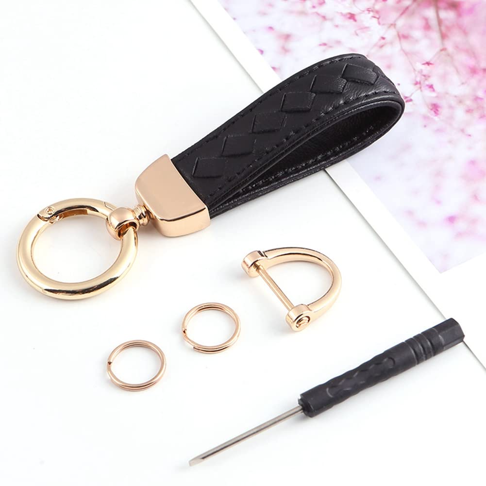 Asudaro Mann Schlüsselanhänger Leder Auto Gürtel Schlüsselhalter Schlüsselbund Damen Schlüssel Anhänger Frauen Weave Schlüsselbund mit Schlüsselring Ringe Anhänger Schlüsselanhänger,schwarz+Gold Asudaro Mann Schlüsselanhänger Leder Auto Gürtel Schlüsselhalter Schlüsselbund Damen Schlüssel Anhänger Frauen Weave Schlüsselbund mit Schlüsselring Ringe Anhänger Schlüsselanhänger,schwarz+Gold von Asudaro
