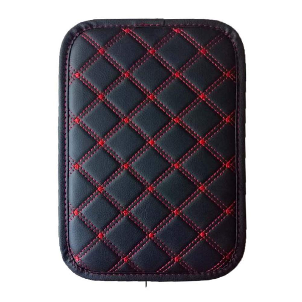 Auto Armlehnenkissen, Auto Mittelkonsolenabdeckung Polsterung Universal Auto Armlehne PU Leder Auto Armlehnen Mittelarmlehne Pad für Kraftfahrzeuge SUV Truck 29 * 19cm,Schwarz Rot von Asudaro