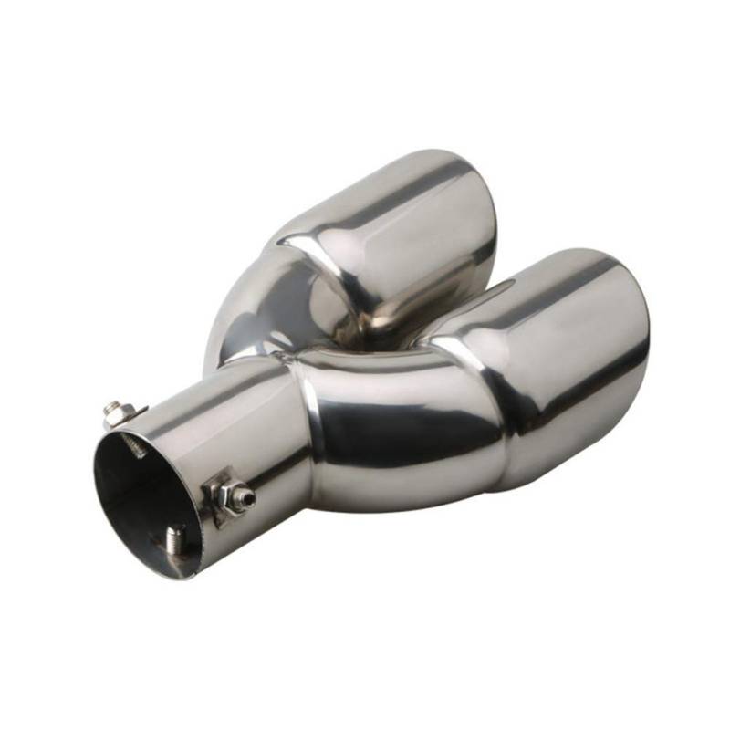 Auto Auspuffspitze, Asudaro Auto Auspuffendrohr 63mm Edelstahl Auto Endrohr Doppelauspuffrohr Hintere Auspuffblende Auspuff Schalldämpfer Endrohr Heck Schalldämpfer Spitze Sound Auspuff Endrohr,Silber von Asudaro