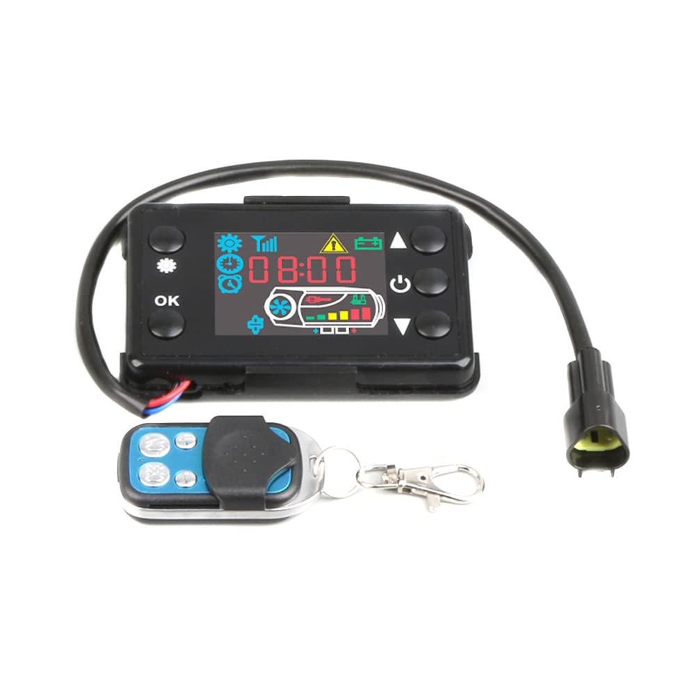 Auto Heizung Controller, Asudaro 12V/24V ABS Auto Heizung LCD Schalter Controller 5 Tasten mit Fernbedienung (effektive Entfernung 100 Meter) für Auto LKW Luft Standheizung Controller Schwarz von Asudaro