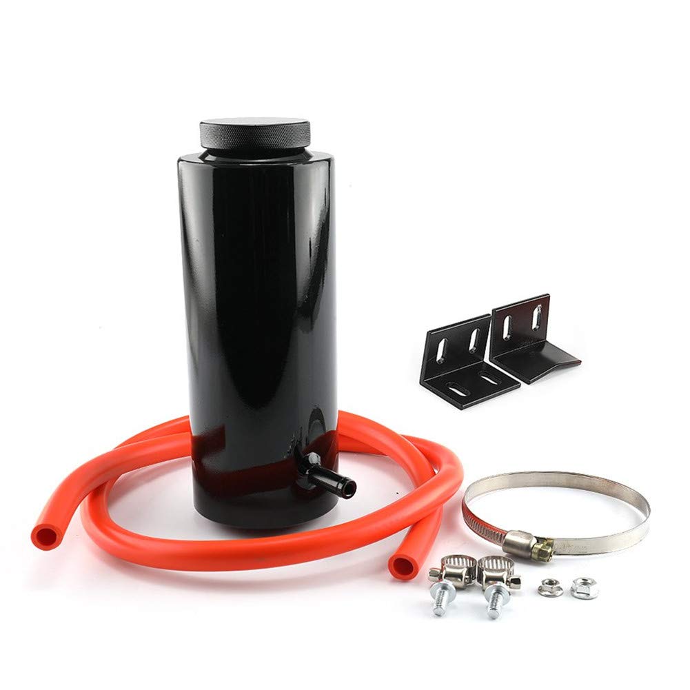 Auto Kühlmitteltank, Asudaro 800ml Kühlmitteltank Aluminium Auto Motor Kühler Kühlwasser SUV Überlauf Catch Tank Cooler Kühlmittelbehälter Kit Universal Kühlmittel-Ausgleichsbehälter,Schwarz von Asudaro