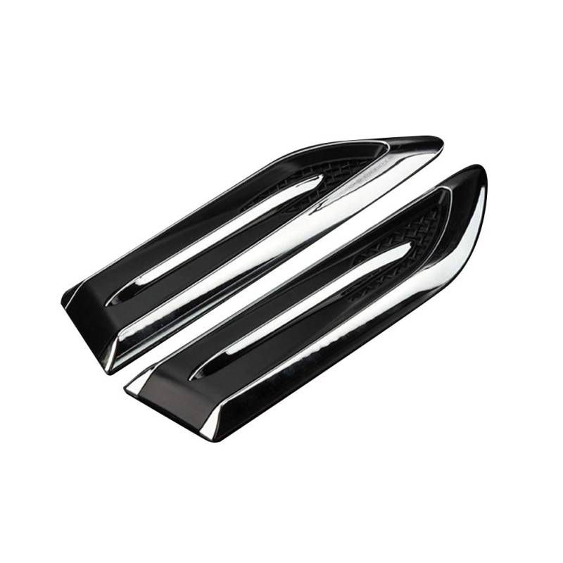Asudaro 2 Stk Auto Lufteinlässe Außen Dekorative, Air Flow Vent Sticker 3D Außenhaube Seite Lufteinlass Hai Kiemen Outlet Universal Luftstrom Kotflügel Ansaug Aufkleber von Asudaro
