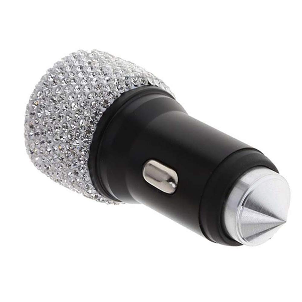 Auto USB Ladegerät, Asudaro Bling Autoladegerät DC5V 2.1A Shiny Bling Strass Kristall Ladegerät mit Sicherheitshammer KFZ Ladeadapter Zigarettenanzünder USB Ladegerät,Weiß Auto USB Ladegerät, Asudaro Bling Autoladegerät DC5V 2.1A Shiny Bling Strass Kristall Ladegerät mit Sicherheitshammer KFZ Ladeadapter Zigarettenanzünder USB Ladegerät,Weiß von Asudaro