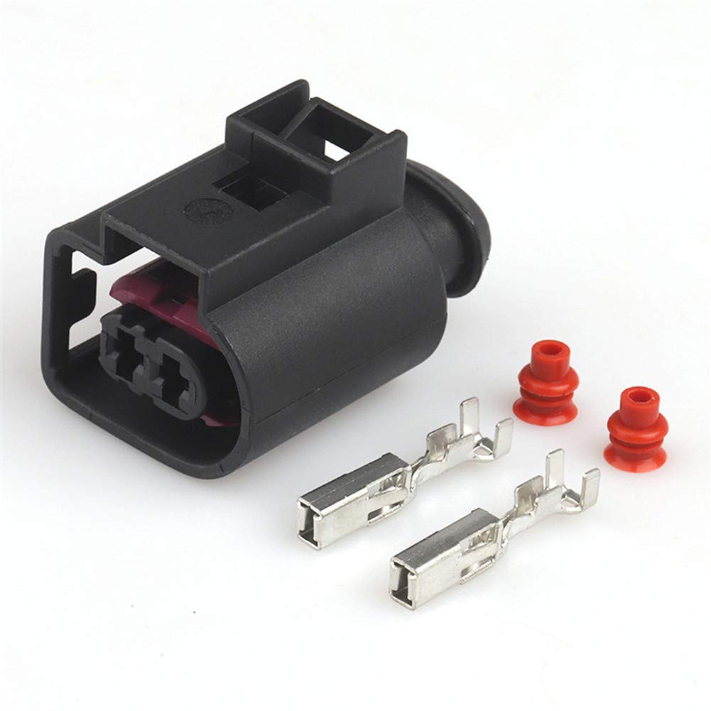 Auto Wasserdichter Anschlussstecker, Hupenstecker Stecker Pigtail 2-poliger Pigtail-Schalter Buchsenanschluss Kabel Steckverbinder Stecker Kompatibel mit Golf R8 A3 A4 A6 4d0971992,schwarz von Asudaro