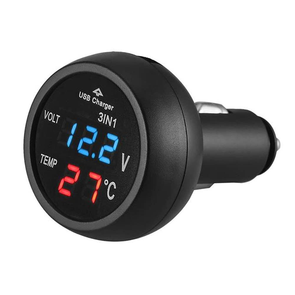 Auto Zigarettenanzünder, Asudaro 3 in1 12V 24V Zigarettenanzünder Steckdose Voltmeter Autothermometer Multifunktion Auto USB Ladegerät mit LED Digital Anzeige für Boot Marine Motorrad LKW ATV UTV Auto Zigarettenanzünder, Asudaro 3 in1 12V 24V Zigarettenanzünder Steckdose Voltmeter Autothermometer Multifunktion Auto USB Ladegerät mit LED Digital Anzeige für Boot Marine Motorrad LKW ATV UTV von Asudaro