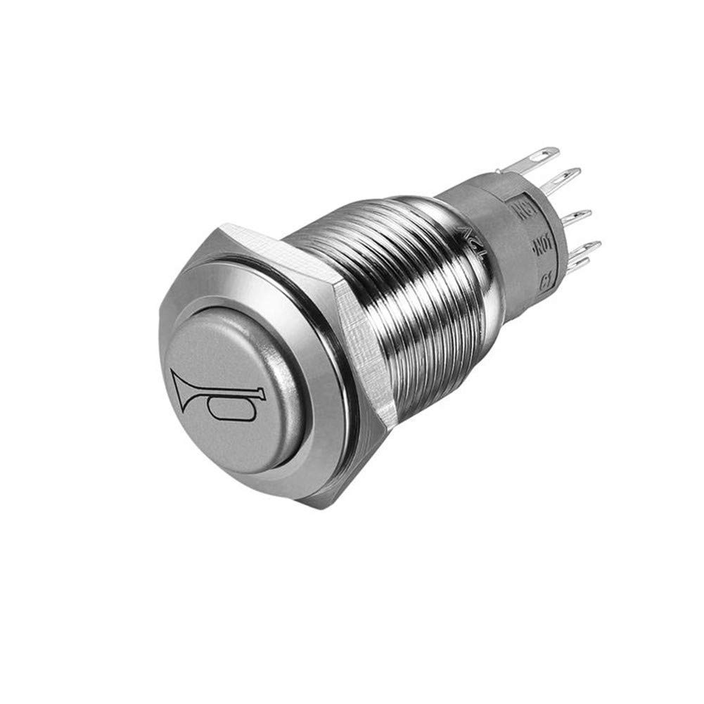 Autohupe Druckknopfschalter, 12V 24V Auto Reset LED Momentaner Druckschalter Lautsprecher Horn Taster 16mm Wasserdichter Edelstahl-Druckknopfschalter für Auto Boot Motorrad DIY Schalter,Rot Autohupe Druckknopfschalter, 12V 24V Auto Reset LED Momentaner Druckschalter Lautsprecher Horn Taster 16mm Wasserdichter Edelstahl-Druckknopfschalter für Auto Boot Motorrad DIY Schalter,Rot von Asudaro