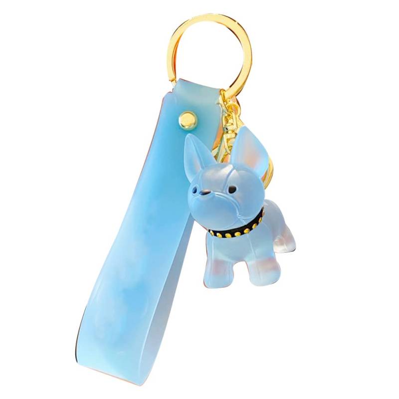Bulldogge Schlüsselanhänger, Asudaro Kristall Keychain Anhänger-Dekoration Tier Schlüsselanhänger Haustier Schlüsselanhänger Auto Schlüsselanhänger Zubehör für Frauen Mädchen Tasche,Blau von Asudaro