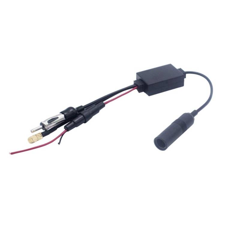 DAB + Car Splitter Adapter Aktive Antennen, Auto Antenne Antennensplitter, Antennenverstärker und Frequenzweiche, Verbindungskabel mit Sicherung, Auto Antennenadapterkabel Auto Radio Antenne,Schwarz von Asudaro