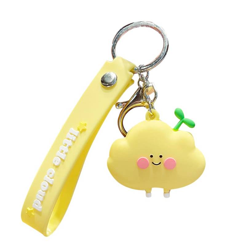 Deko Anhänger Schlüsselanhänger, Asudaro Soft Rubber Cloud Schlüsselanhänger Legierung Lustiger Wolken Anhänger Schlüsselbund Deko Keychain für Frauen und Mädchen Tasche Anhänger,Gelb von Asudaro