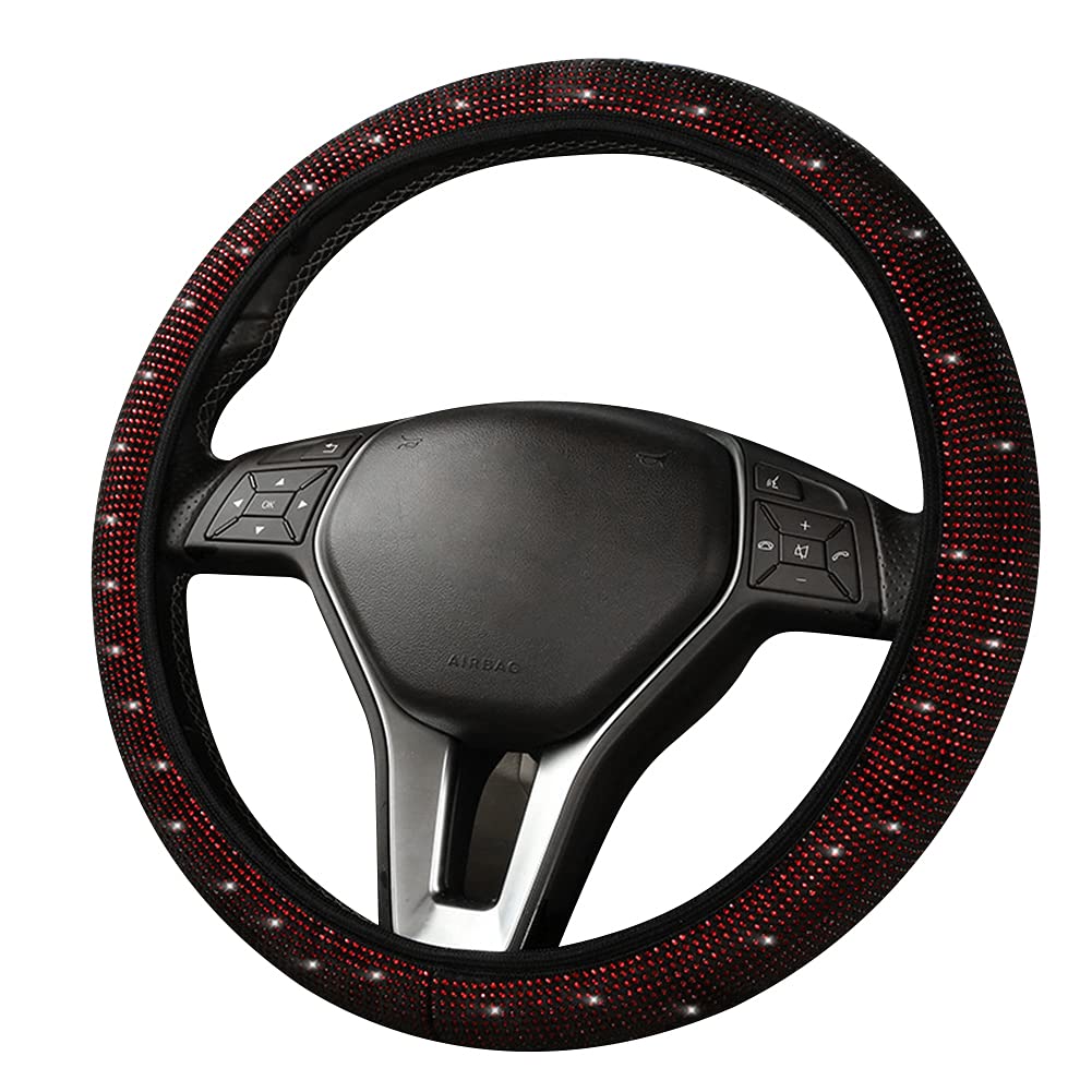 Diamant Lenkradabdeckung, Asudaro 38cm Universal Lenkradhülle Glitzer Bling Bling Lenkradbezug Rutschfest Lenkrad Abdeckung Lenkradschoner Auto-Dekozubehör für Damen & Mädchen,Schwarz Rot Diamant Lenkradabdeckung, Asudaro 38cm Universal Lenkradhülle Glitzer Bling Bling Lenkradbezug Rutschfest Lenkrad Abdeckung Lenkradschoner Auto-Dekozubehör für Damen & Mädchen,Schwarz Rot von Asudaro