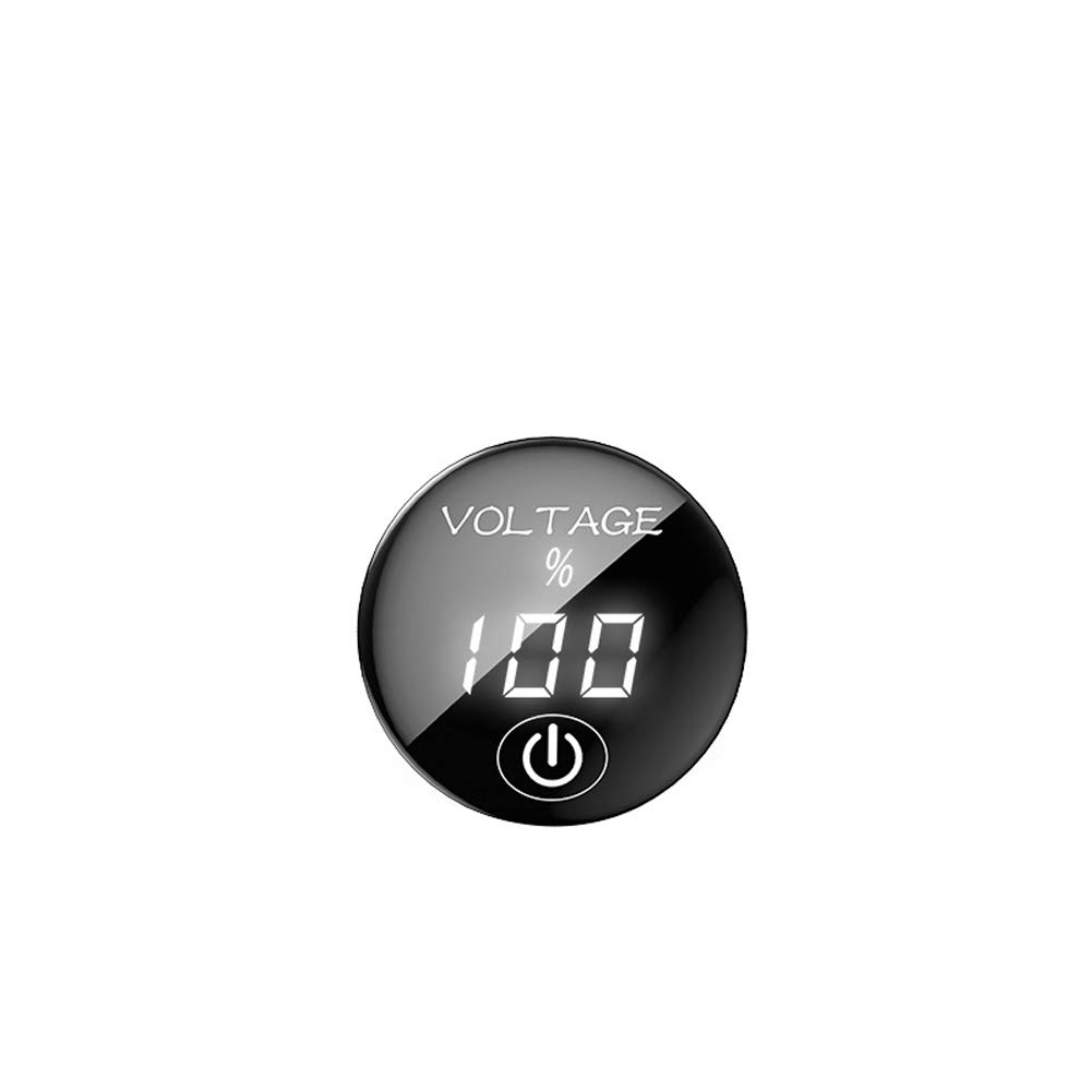 Digital Voltmeter, Asudaro Mini Car Voltmeter Round Panel Voltmeter Motorrad Batterie Anzeige Voltmeter DC 5V-48V LED Digital Voltmeter Panel mit ON/OFF Touch-Schalter für Auto Motorrad Boot,Weiß von Asudaro