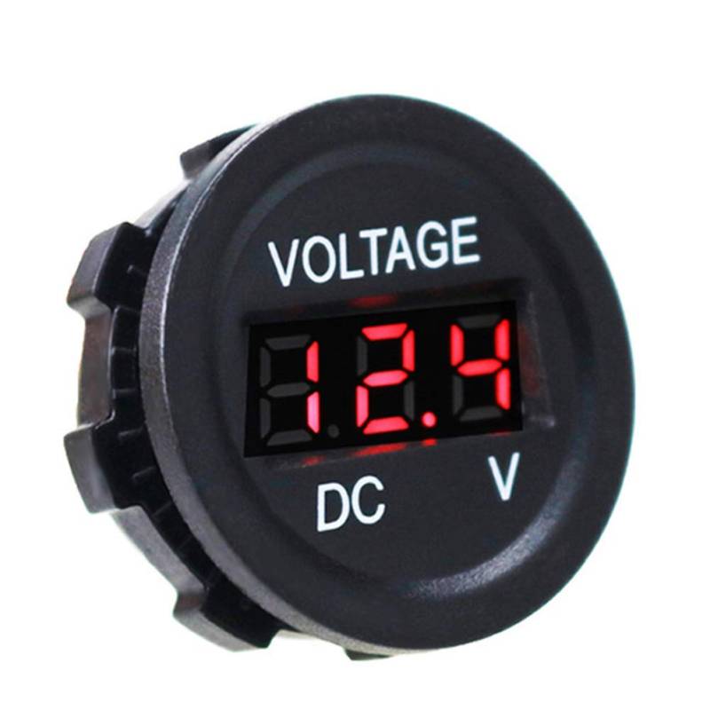 Digital Voltmeter Amperemeter, Asudaro 5-48V Universal LED Display Digital Voltage Meter Rund Wasserdichte Voltmeter Auto Digitaler Spannungsmesser für Auto Motorrad Auto LKW Boot Marine,Rot von Asudaro