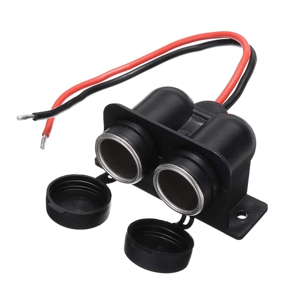 Dual Socket Zigarettenanzünder Adapter, 12V Auto Steckdose, Wasserdichte Auto Zigarettenanzünder Verteiler Splitter, KFZ Einbau Buchse Adapter für Motorräder Schiffe LKWs ATVs Wohnmobile,Schwarz von Asudaro