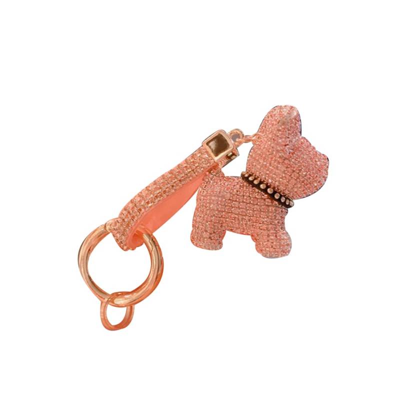 Hündchen Schlüsselanhänger,Asudaro Bling Bling Auto Schlüsselband Niedlicher Universal Auto Schlüsselring Auto Ornament Kristall Hunde Schlüsselanhänger Funkelnder Strass-Schlüsselring Zubehör,Rosa von Asudaro